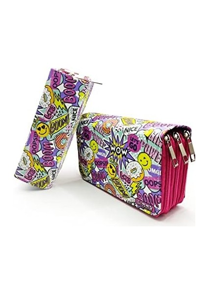 Kutusu Wow Oops Boom Smile Desenli Organizer Vegan Deri Üç Bölmeli fiyatları
