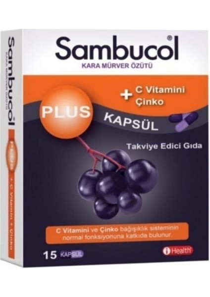 Sambucol Plus C Vitamini + Çinko Kara Mürver Özütü Takviye Edici Gıda (1 x 15 Kapsül)
