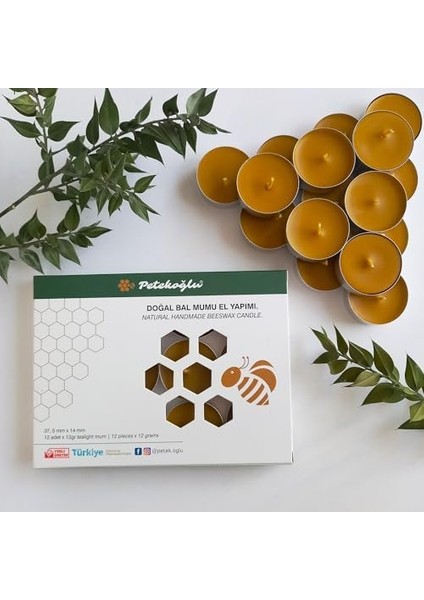 (12 Adet) Tealight Petek Mum Boy Beeswax Candle modelleri