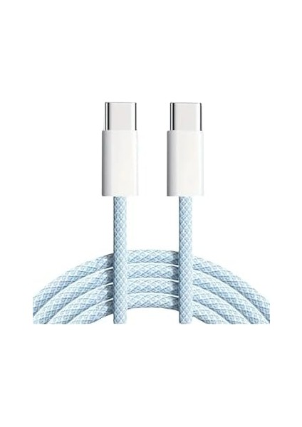 Type-C USB Şarj Kablosu, 60W Hızlı Şarj, 48 Telli Örgü Kablo, 2 Metre, Mavi modelleri