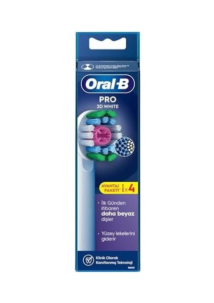 Oral-B 3D White X-Filament Şarjlı Diş Fırçası Yedek Başlığı 4 Adet modelleri