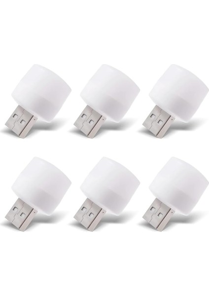 USB LED Küçük Beyaz Işık, USB Mini LED Lamba, Koridor, Tuvalet, Oturma Odası, Çocuk Odası Için Rehber Gece Aydınlatma Işığı (6 Adet)
