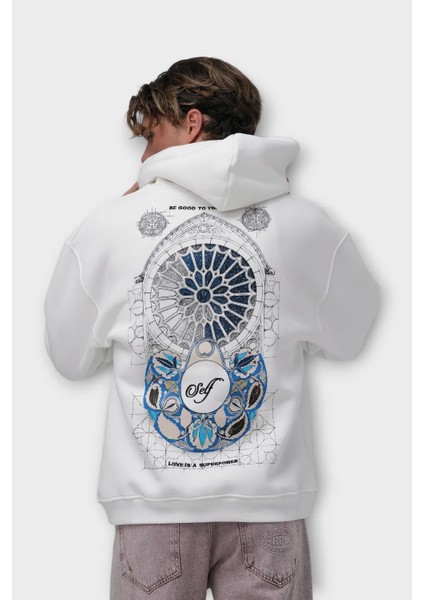 Self "love Is A Superpower" Oversize Hoodie - Beyaz