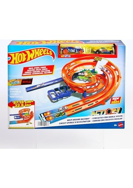 Ikili Yarış ve Akrobasi Pisti Hot Ikili Yarış ve Akrobasi Pisti, 2 Adet 1:64 Ölçekli Oyuncak Araba, Saklanabilir HTK17 modelleri