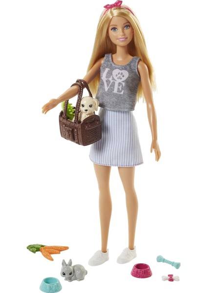 Bebekler ve Evcil Hayvanlar ve Sevimli Hayvan Arkadaşları, Yavru Köpek, Tavşan ve Temaya Uygun 7 Parçayla FPR48 FPR48