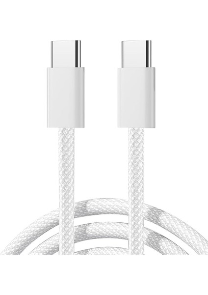 S-A45 Ben Serisi 60W Örgülü Hızlı Şarj Tip-C - Tip-C Veri Kablosu, 1 Metre Uzunluk, Beyaz