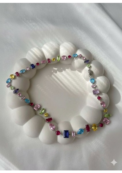 Renkli Zirkon Taşlı Gema Kolye fiyatları