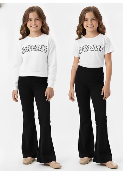 Siyah Ispanyol Paça Kız Çocuk Tayt 1-10 Yaş 1.kalite