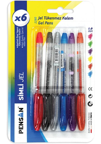 Pensan Tükenmez Kalem Jel Simli 1.0 mm Eflatun (12 Paket) fiyatları
