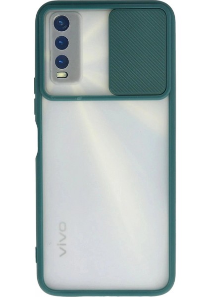 Ieg Vivo Y11S Kılıf Palm Buzlu Kamera Sürgülü Silikon - Yeşil