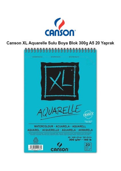 Canson Xl Sulu Boya Spiralli Bloklar Spp Canxl Aquarelle 20 Syf A5 300 gr