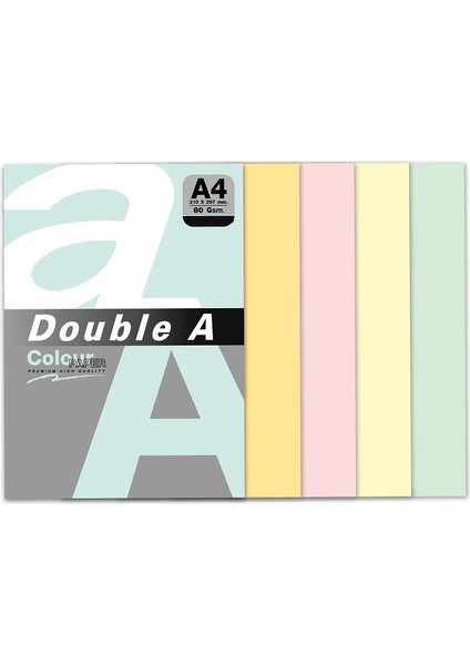 Double A Renkli Kağıt 100 Lü A4 80 gr Pastel Karışık