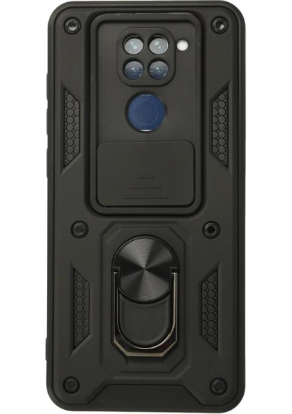 Ieg Xiaomi Redmi Note 9 Kılıf Pars Lens Yüzüklü Silikon - Siyah