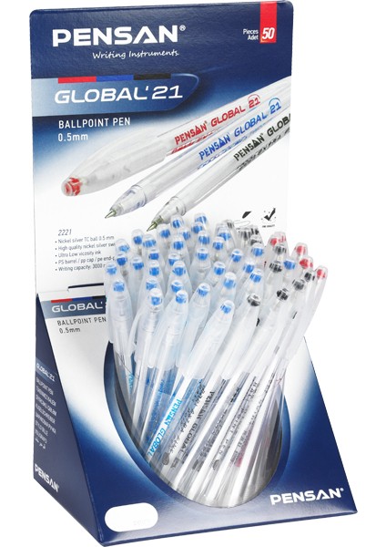 Pensan Tükenmez Kalem Global 0,5 mm Msk (50 Li) Stand