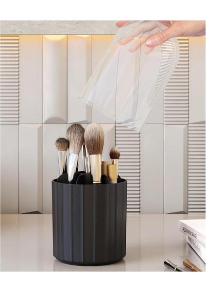 Makyaj Fırçası ve Kozmetik Düzenleyici Şeffaf Kapaklı Hijyenik Organizer