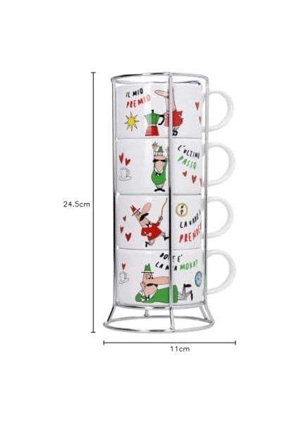 - 4'lü Istiflenebilir Cappuccino Fincan Seti - Renkli - fiyatları