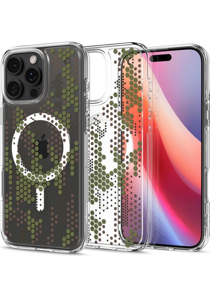 16 Pro Ince Kılıf Ultra Sararma Karşıtı Duraclear™ Hava Kanalı Teknolojisi™ Askeri Sınıf Koruma Magfit Camo Tasarım Kapak - ACS08140