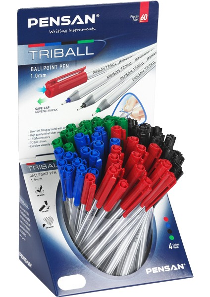 Pensan Tükenmez Kalem Triball 1.0 mm Bilye Uç Msky 60 Lı Stand 1003-60-LI-STD