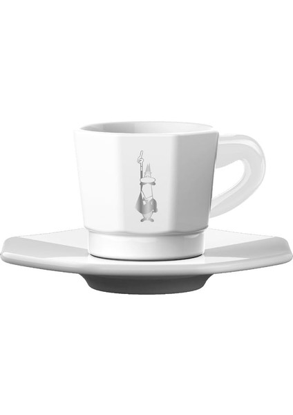 - 4'lü Espresso Fincan Seti - Sekizgen Tasarım - Beyaz Renk -