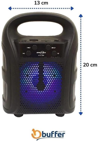 Tutmalı Mini Hoparlör Işıklı Taşınabilir Bluetooth Wireless Radyolu Sd Kart ve USB Girişli Hoparlör