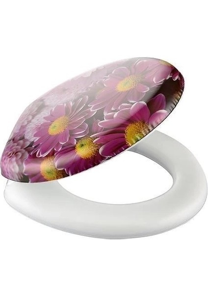 Çiçekli Tuvalet Kapağı Süngerli Ekstra Yumuşak Wc Klozet Kapağı
