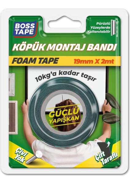 Tape 10 kg Köpük Montaj Aksesuar Yapıştırma Bandı 19MMX2MT