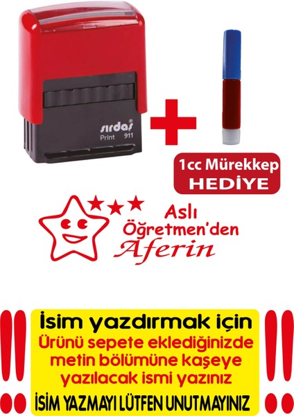 Sırdaş Öğretmen Kaşesi, ve Kırmızı Kaşe Mürekkebi ile Beraber