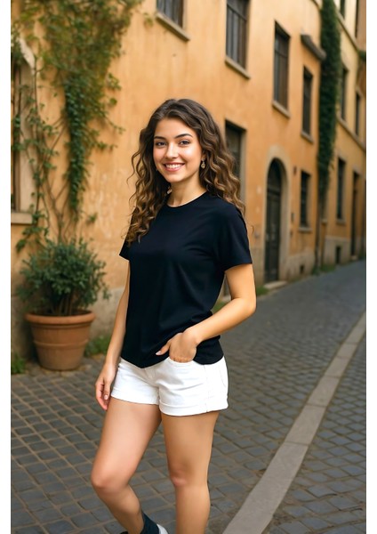 Unisex Bisiklet Yaka Regular Fit Basic % 100 Pamuk T-Shirt fiyatları