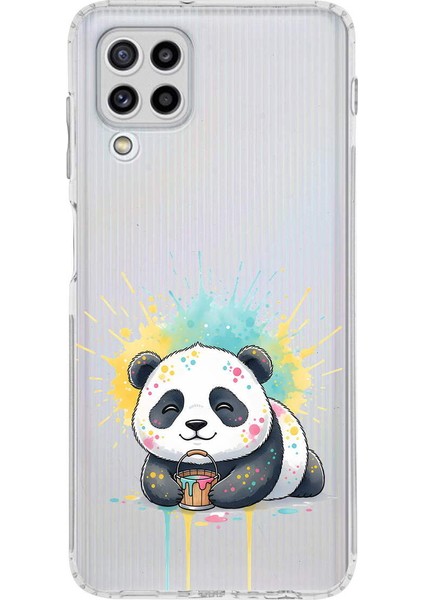Samsung Galaxy M32 ile Uyumlu Splash Panda Tasarımlı Şeffaf Silikon Kılıf