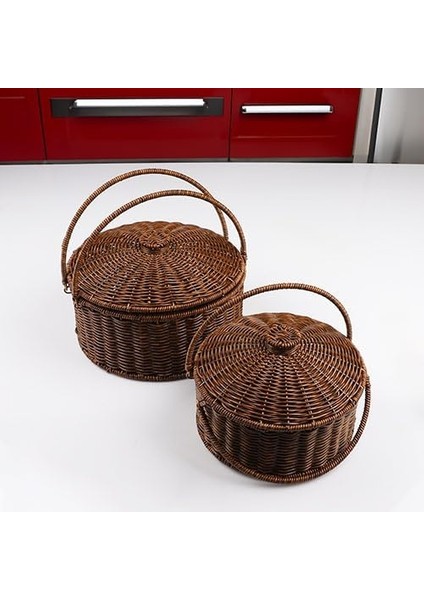 Wicker Serisi Hasır Örme 2'li Piknik Sepeti