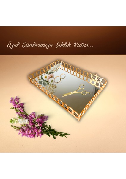 Dekoratif Aynalı Sunum Tepsisi , Düğün Nikah Söz Tepsisi modelleri