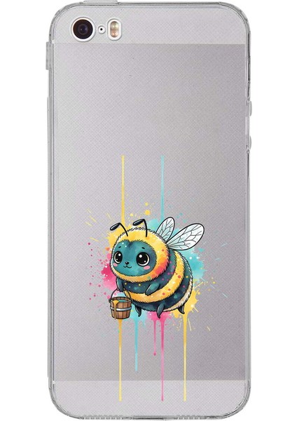 Iphone 5 ile Uyumlu Splash Arı Tasarımlı Şeffaf Silikon Kılıf