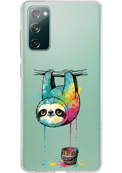 Samsung Galaxy S20 Fe ile Uyumlu Splash Tembel Hayvan Tasarımlı Slimfit Şeffaf Silikon Kılıf