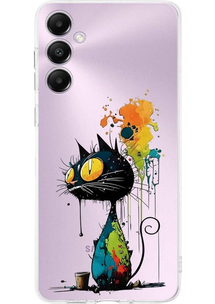 Samsung Galaxy A05S ile Uyumlu Splash Kedi Tasarımlı Şeffaf Silikon Kılıf