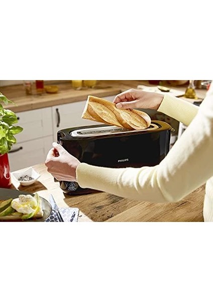 Daily Uzun Yuvalı Ekmek Kızartma Makinesi, Buz Çözme Modu, 8 Kızartma Ayarı, Uzun Yuvalı, Siyah, HD2590/90 fiyatları