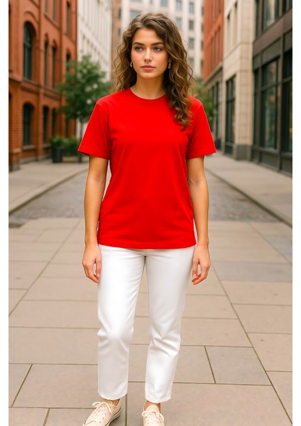 Unisex Bisiklet Yaka Regular Fit Basic % 100 Pamuk T-Shirt indirimleri