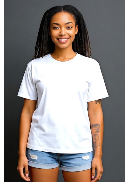 Unisex Bisiklet Yaka Regular Fit Basic % 100 Pamuk T-Shirt