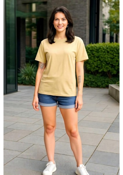 Unisex Bisiklet Yaka Regular Fit Basic % 100 Pamuk T-Shirt