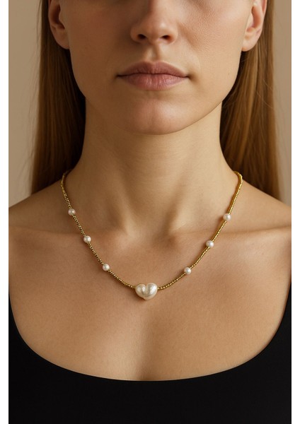 Gerçek Barok Inci ve Gold Boncuk Detaylı Vintage Kolye modelleri