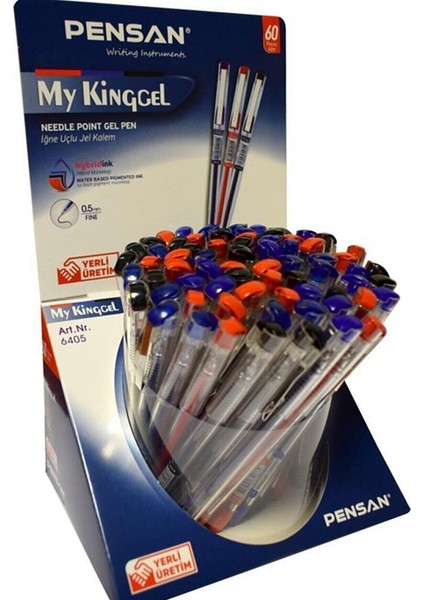 Pensan My-Kıng Jel Metal Klipsli Msk 0,5 mm Karışık Mavi-Siyah-Kırmızı (60 Lı Paket)