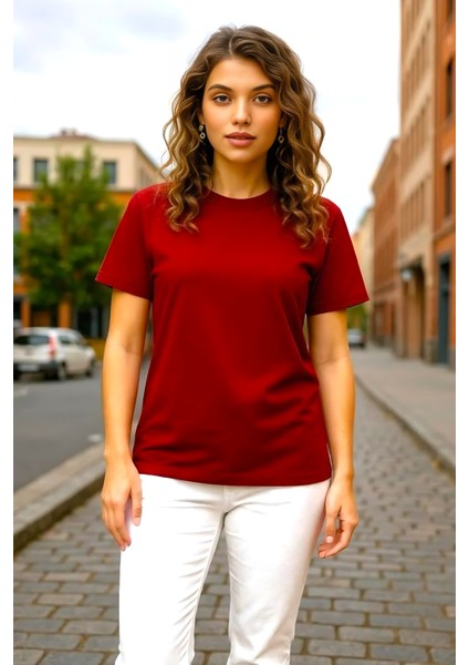 Unisex Bisiklet Yaka Regular Fit Basic % 100 Pamuk T-Shirt