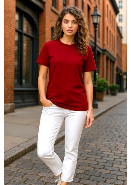 Unisex Bisiklet Yaka Regular Fit Basic % 100 Pamuk T-Shirt fiyatları