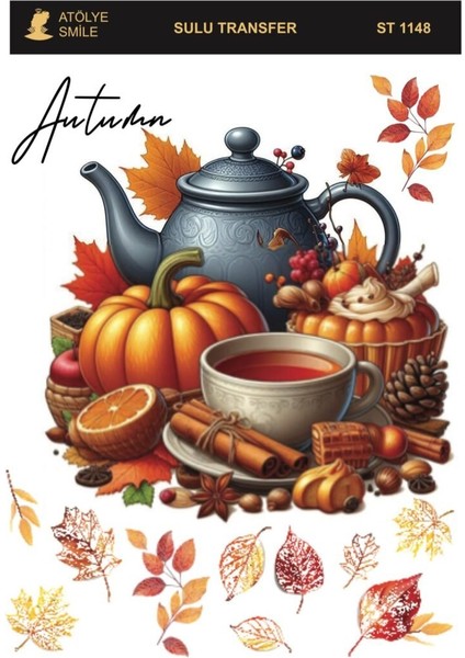 ST1192 Sonbahar Konseptli Açık Zemin Sulu Transfer 25*35 cm