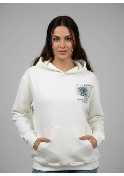 Everything You Do Oversize Hoodie - Şardonlu %100 Pamuk - Beyaz fiyatları