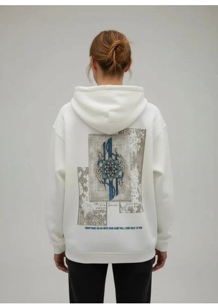 Everything You Do Oversize Hoodie - Şardonlu %100 Pamuk - Beyaz modelleri
