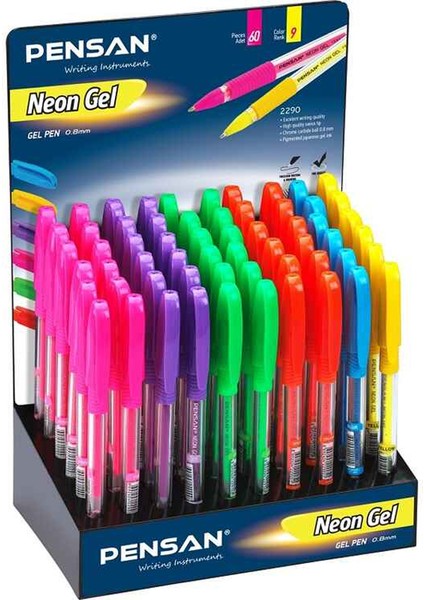 Pensan Tükenmez Kalem Jel Pvc 1.0 mm Neon (60 Lı) Stand 2290