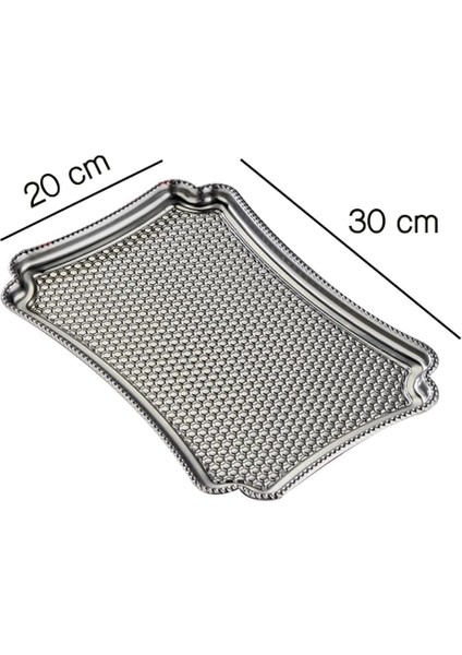 Adet Paslanmaz Çelik Dekoratif Servis Tepsisi, Çelik Tepsi, 28X19 Cm, Gümüş Renk, Kahve Çay Sunum Söz Nişan Tepsi fiyatları