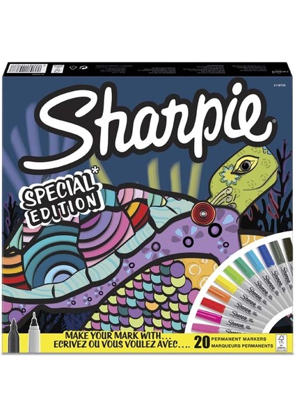 Sharpie Markör Permanent Fine 20 Li Kaplumbağa