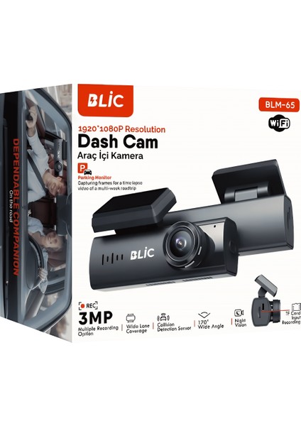 Blic Rose Teknoloji Blm-65 Wifi Destekli Gece Görüşlü Araç Içi Kamerası fiyatları