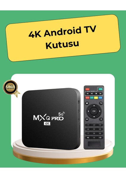 4K Ultra HD TV Box – 2GB RAM, 16GB Hafıza, Android Akıllı Medya Oynatıcı